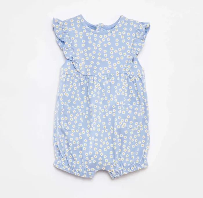 Barboteuse bleu à petites fleurs avec volants Kiabi 3 mois - photo numéro 4