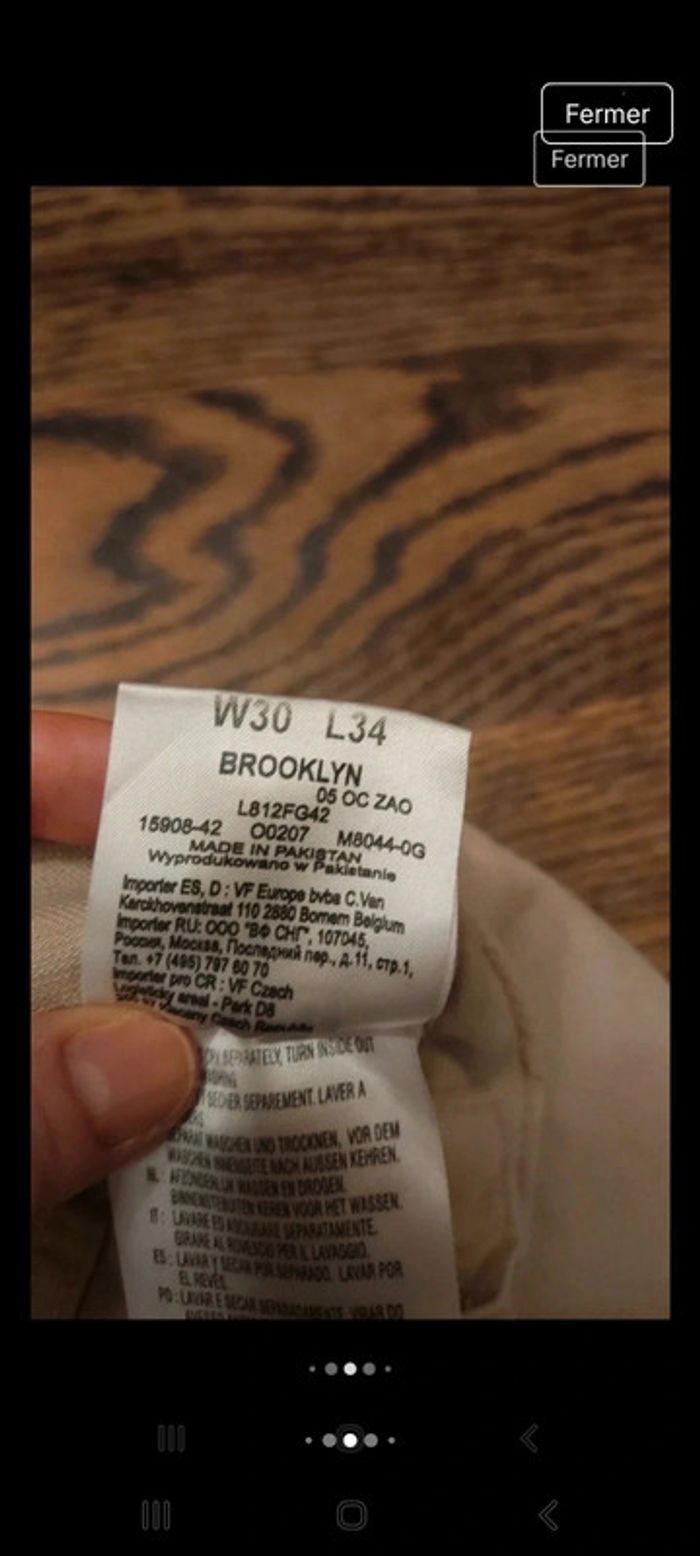 Pantalon coupe jeans beige Homme Lee W30 L34 - photo numéro 10