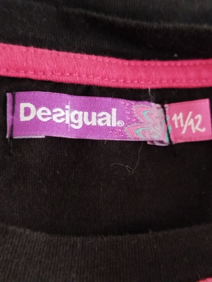 Tee-shirt manches longues noir imprimé multicolore Desigual taille 11-12 ans - photo numéro 3