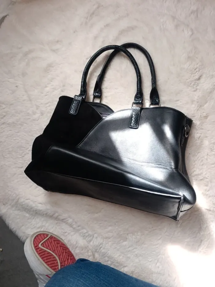Sac à main bi matière - photo numéro 2