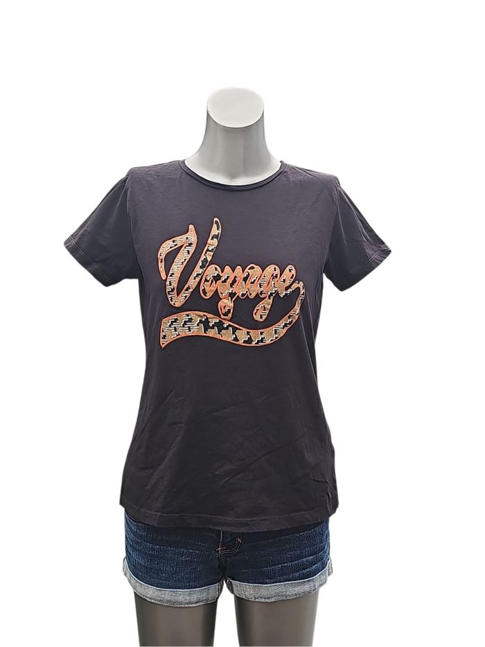 T-shirt noir « Voyage » – imprimé tendance – Taille S (voir mesures) - photo numéro 3