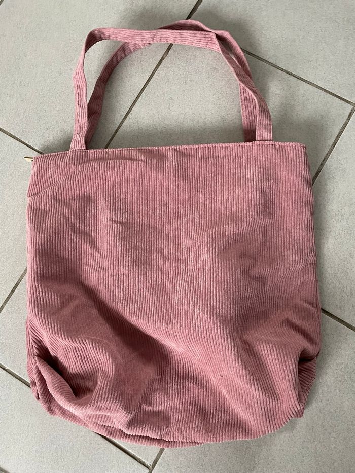 Sac Tote bag côtelé rose - Neuf - photo numéro 3