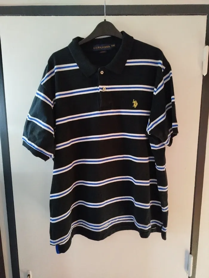 Polo US Polo Assn noir rayures blanches et bleues taille XXL