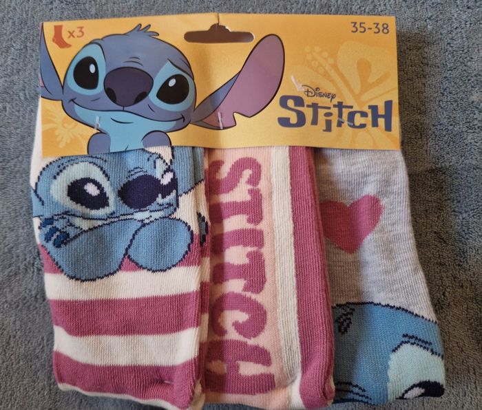 Lot de 3 paires de chaussettes Stitch et Angel 35-38