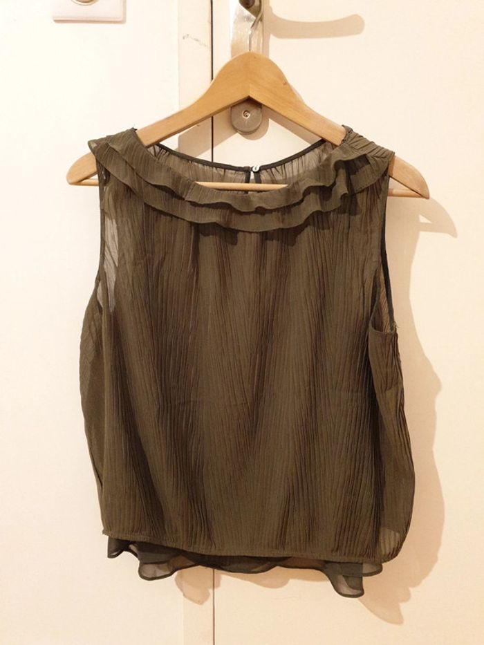 Top plissé kaki