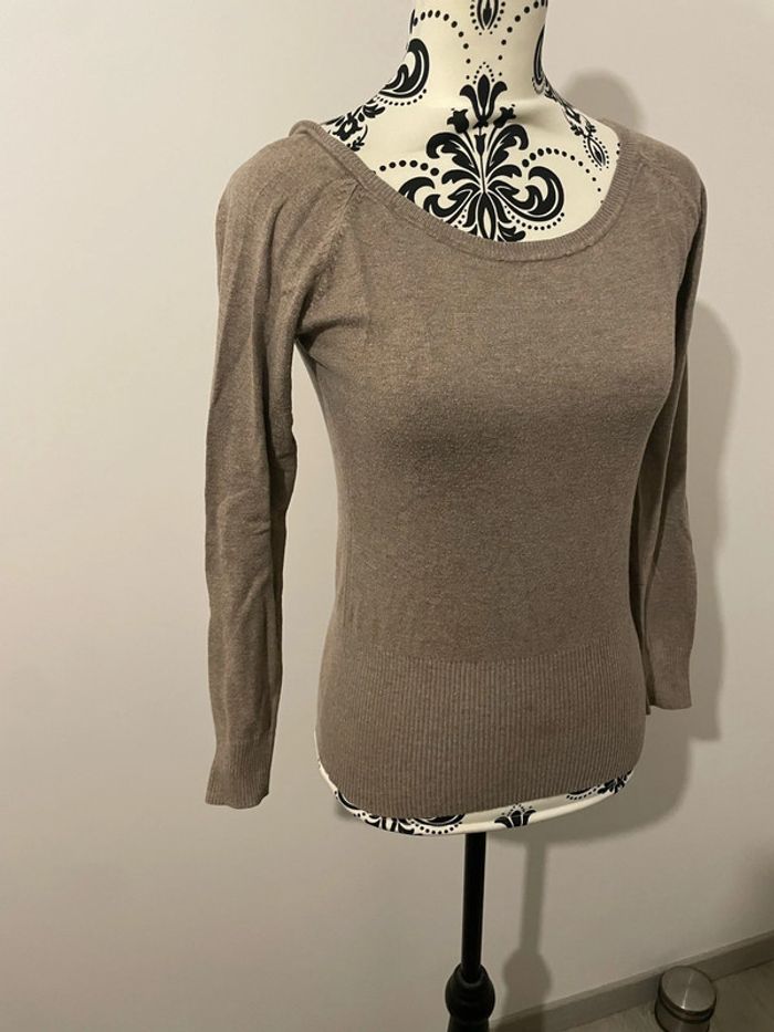 Pull beige à manches longues dos ouvert noeud New fashion taille 36 - photo numéro 2