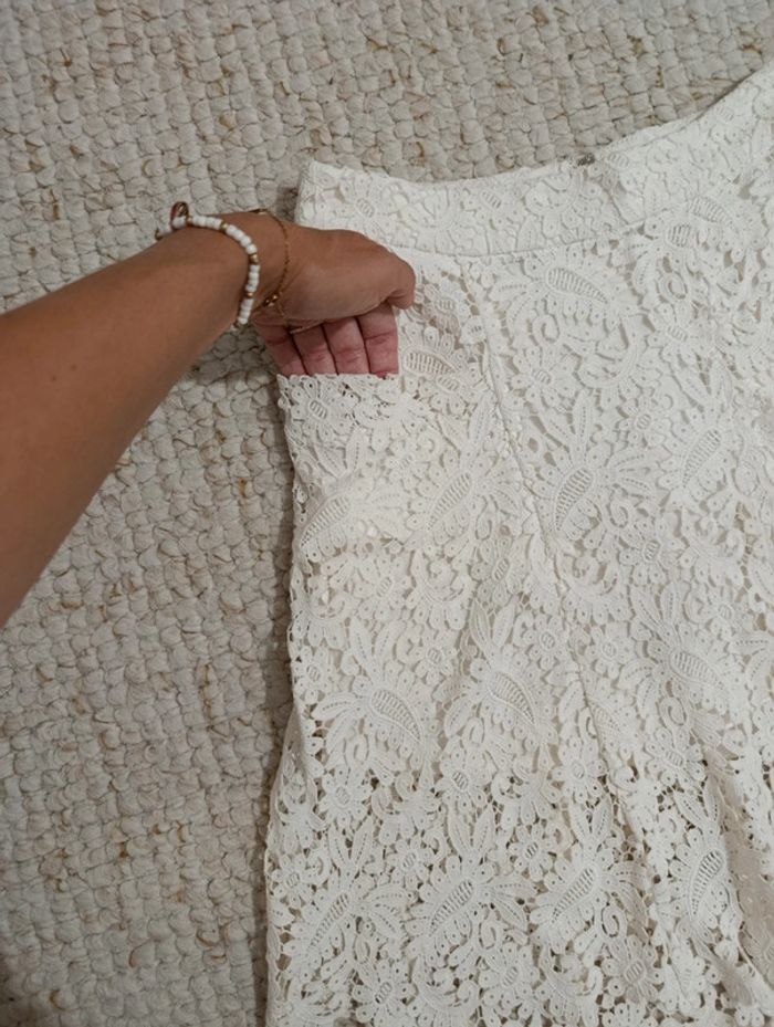 Jupe en dentelle blanc écru crème Maje 34 100% coton - photo numéro 6