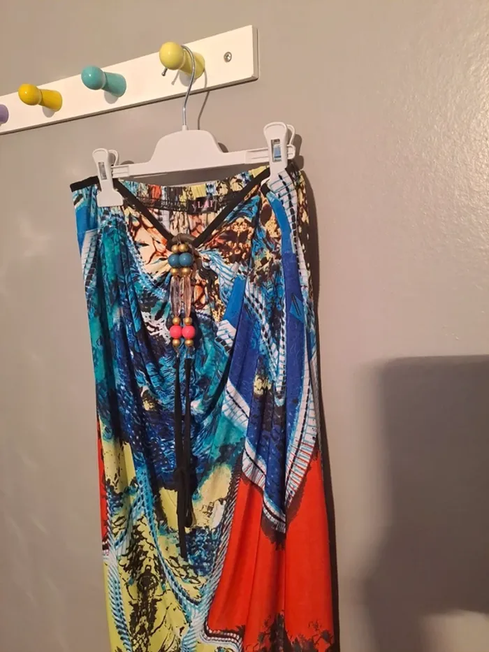 Robe bustier multicolore ton bleu - Marque Xinlai - Taille 40 - État neuf. - photo numéro 5