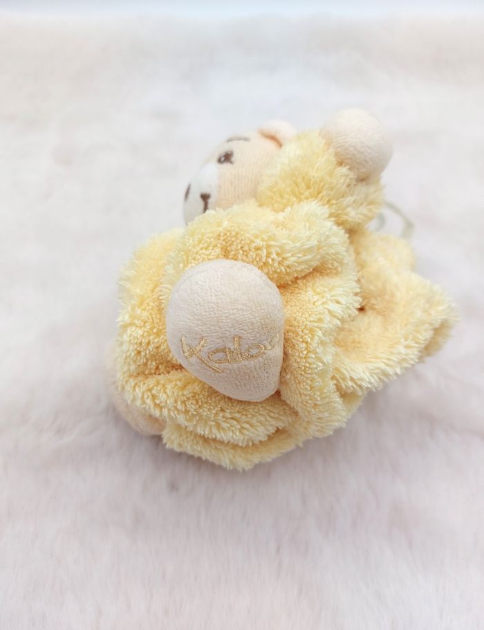 Peluche doudou ours boule plume jaune petit modèle 11 cm KALOO 1998-2008 attache - photo numéro 4