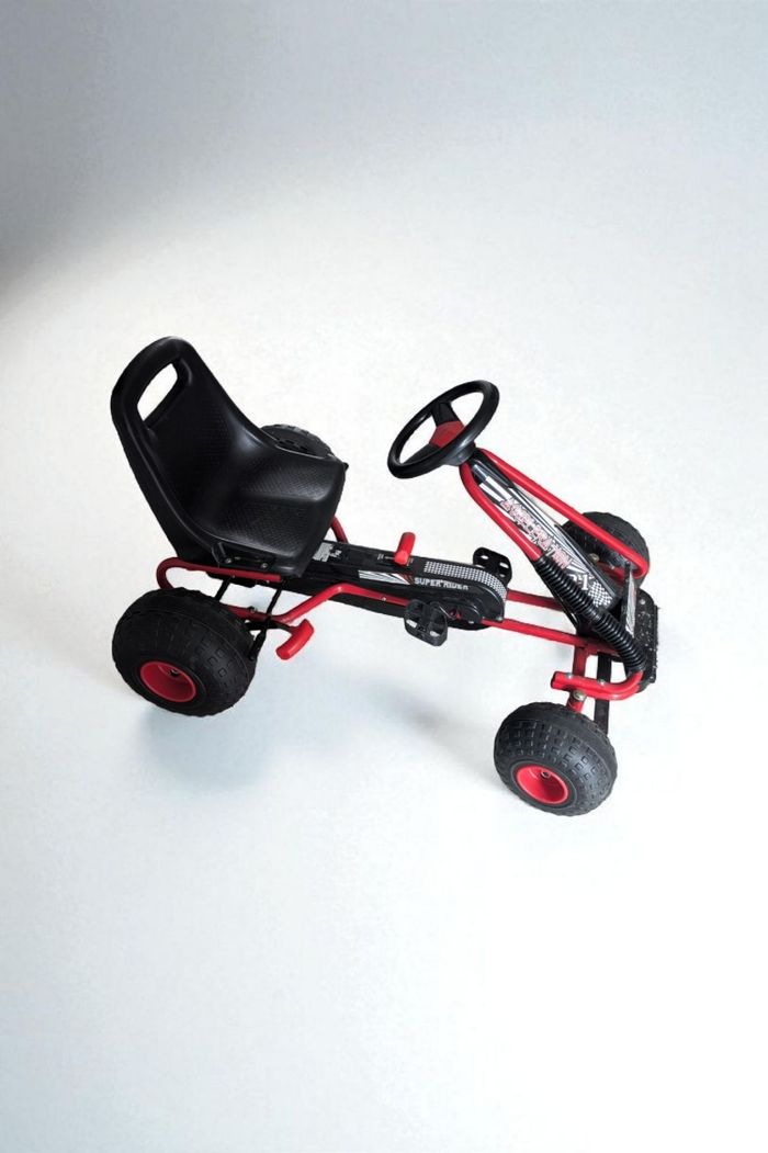 Kart à Pédales pour Enfants avec Siège Réglable et Freins à Main, Avant et Arrière, Vélo d’Enfant 4 Roues Charge 30 kg Idéal Cadeau pour Enfants 3+ Ans (Style 3, Rouge) - photo numéro 2