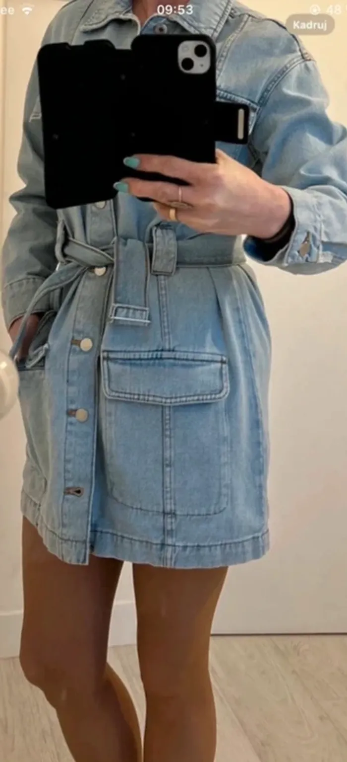 Robe en jean Denim Zara avec ceinture taille XS - photo numéro 4