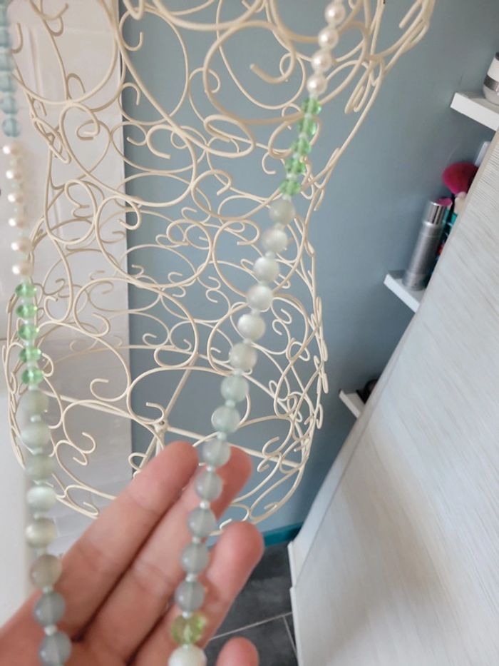 Collier sautoir couleur pastel turquoise perle adulte - photo numéro 3