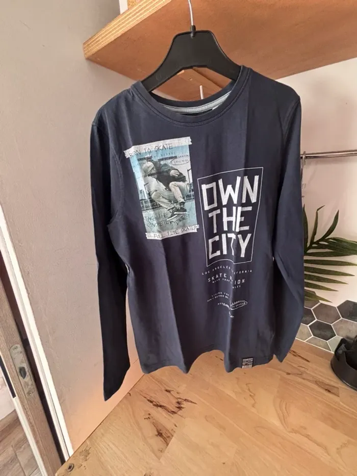 T-shirt ML bleu marine • 146/152 cm - photo numéro 2