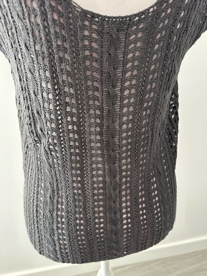 Débardeur en crochet tricot gris foncé Y2K Vintage T38 M - photo numéro 6