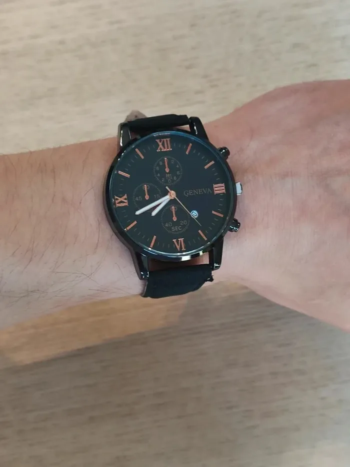 Montre noire-rose, style vintage intégral - photo numéro 3
