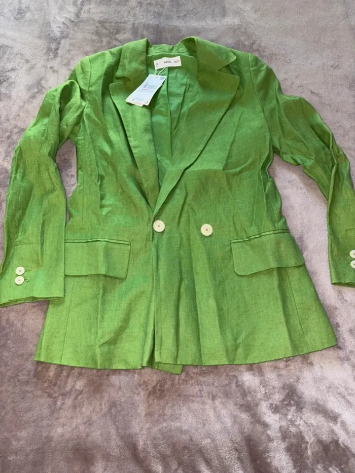 Veste verte en Lin femme Mango taille XS neuve avec étiquette - photo numéro 3