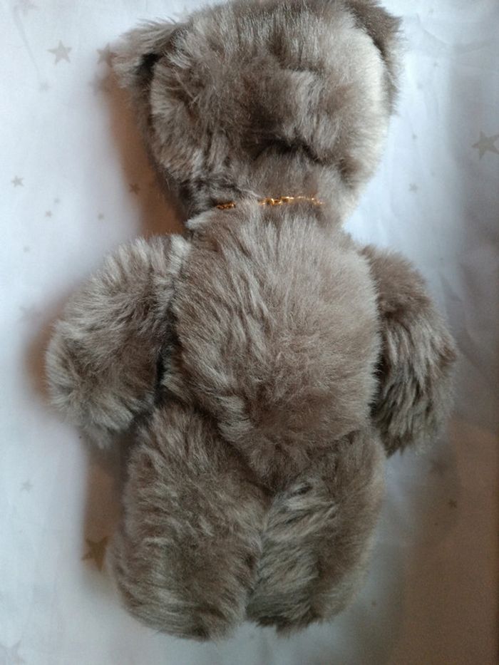 Peluche doudou plush nounours ourson ours Teddy Bear gris grey vintage articulé langue - photo numéro 11