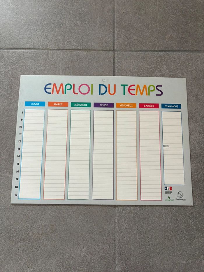 Emploi du temps cartonné exacompta neuf