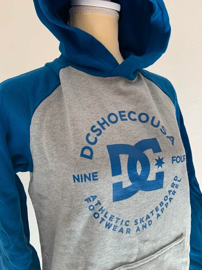 Sweat à capuche DC Shoes gris et bleu - Taille L - photo numéro 2