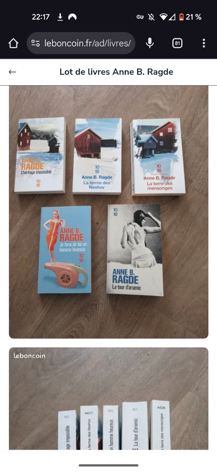 Lot de livres Anne B. Ragde