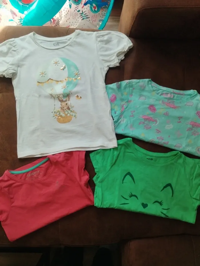 Lot de 4 t-shirts à manches courtes fille 6 ans - photo numéro 2