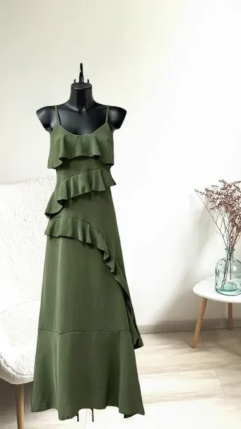 Robe longue couleur kaki