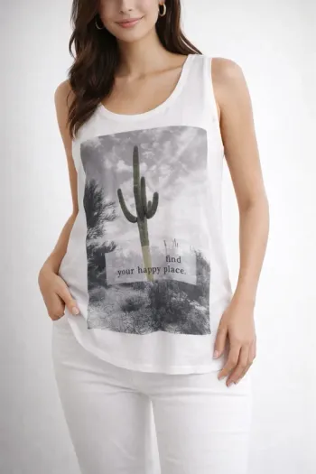 Débardeur blanc imprimé – Taille S