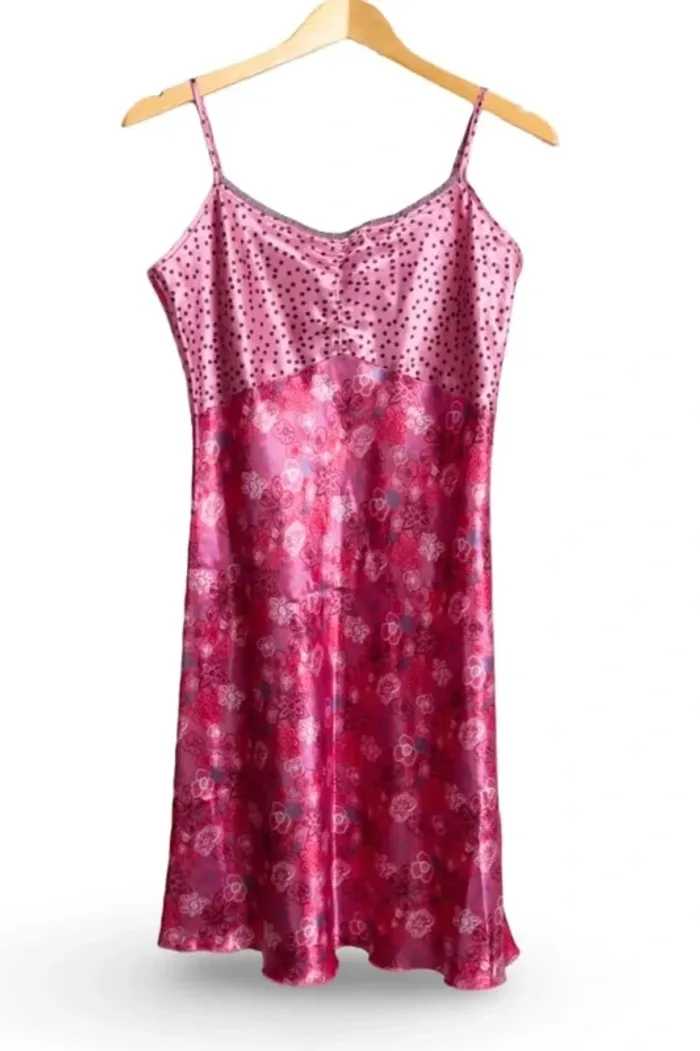 Robe fluide rose à motifs fleurs et pois • pink dress floral print polka dots 38/40