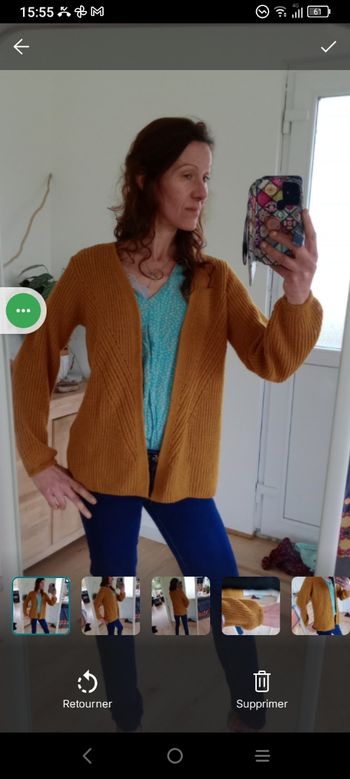 Gilet  femme s moutarde mailles côtelées c77