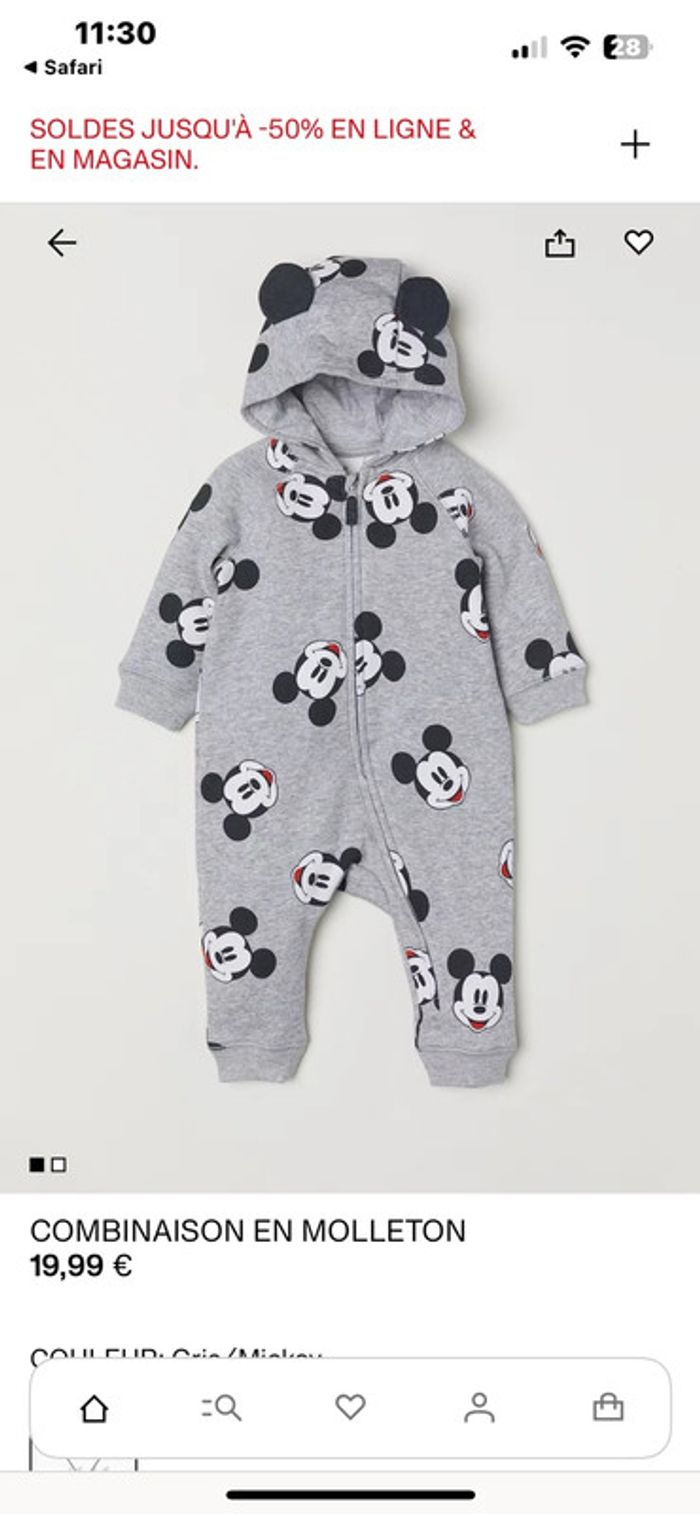 Combinaison Mickey 1 mois - photo numéro 4