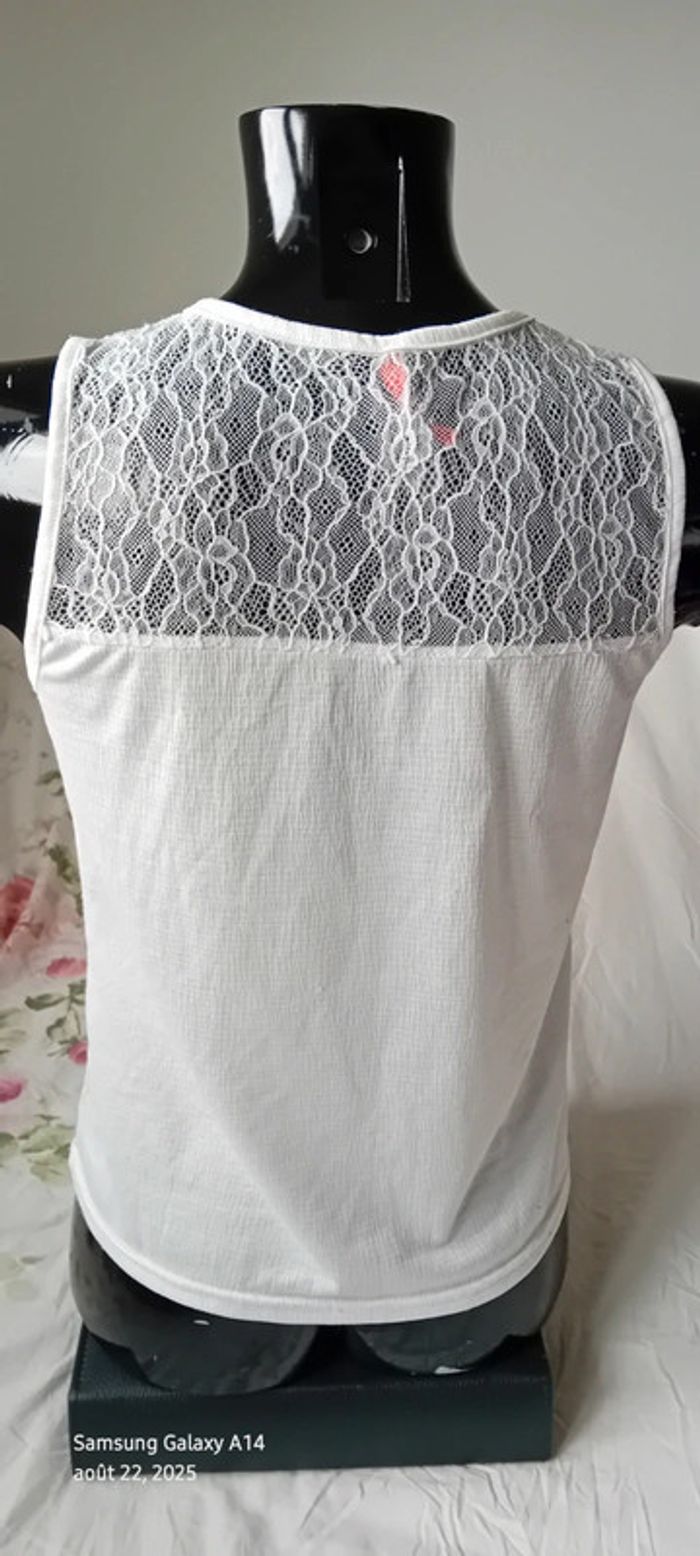 Haut blanc sans manches avec dentelle aspect gaufré fille 14 ans FPC - photo numéro 5