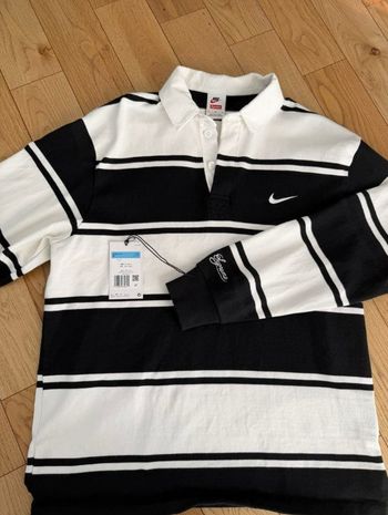 Polo de rugby Supreme x Nike rayures noir