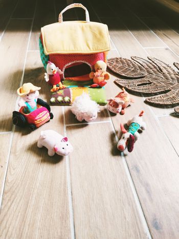🐮Jeu d'éveil Ferme à transporter avec animaux en peluche/tissu marque Lilliputiens
