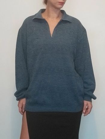 Pull bleu col zippé Afibel taille 44