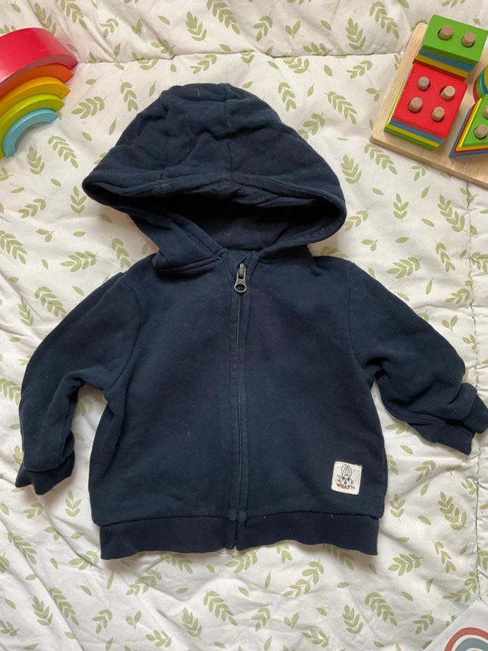 gilet zippé à capuche marine 12 mois kiabi - photo numéro 3