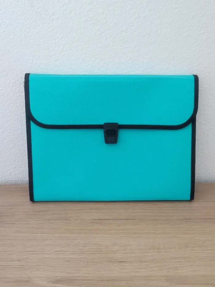 Trieur à soufflet polypro turquoise + étiquette / United Office - Dos 45mm - photo numéro 2