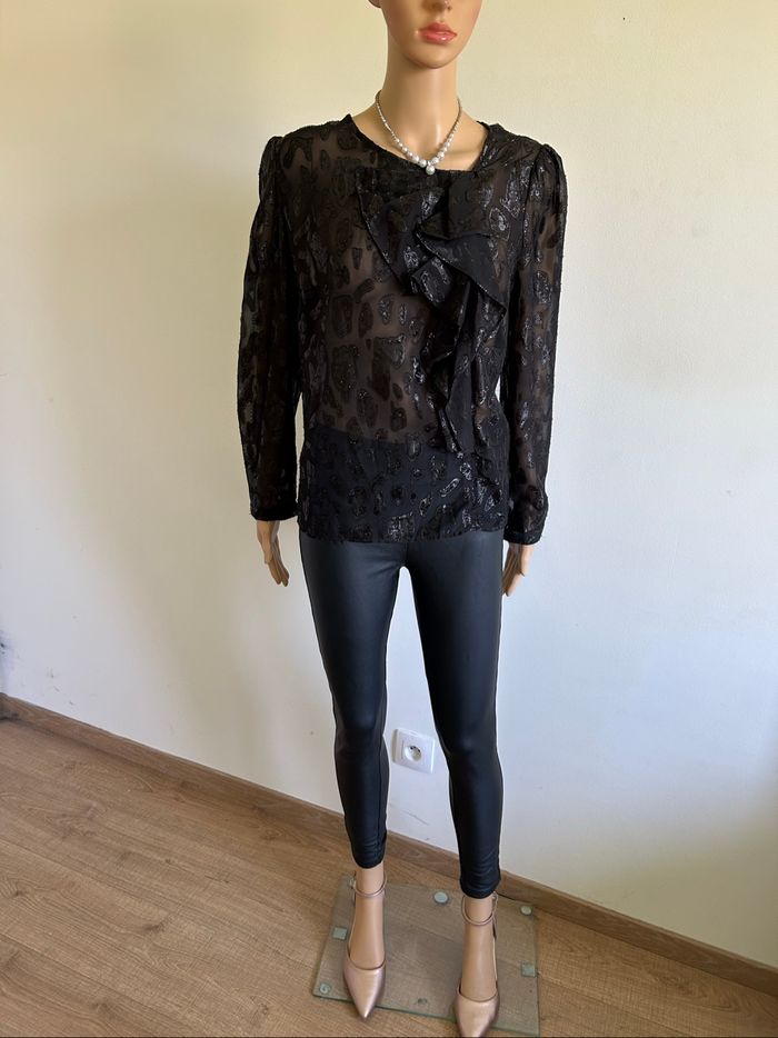 Blouse transparente noire et brillante Bisou’s Project taille L jamais portée - photo numéro 3