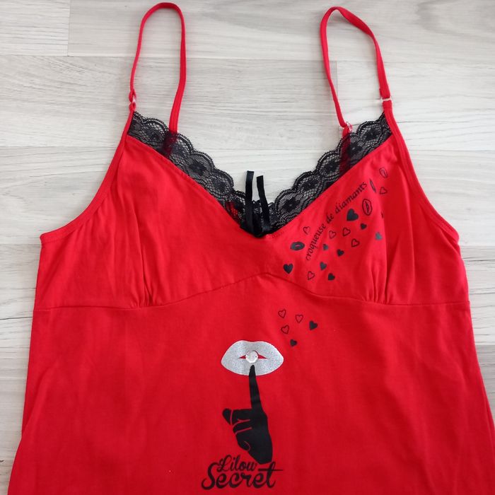 Chemise de nuit rouge à bretelles Lilou Secret taille 38 - photo numéro 2