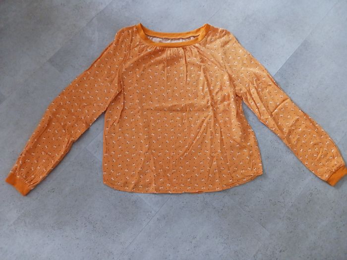 top fluide jaune imprimé manches longues Taille unique Neuf - photo numéro 2