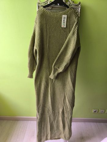 Robe longue côtelé vert