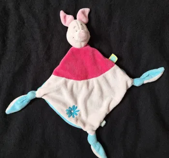 Doudou plat Porcinet Rose/Bleu/Fleur - Disney