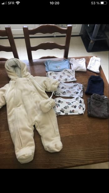 Combi pilote et bodies manches longues hiver bébé garçon 3 mois