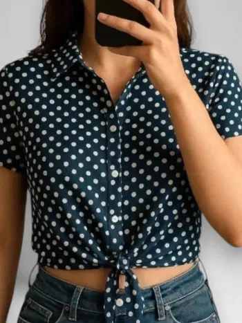 .tops court crop American Apparel noué à l'avant bleu marine taille S