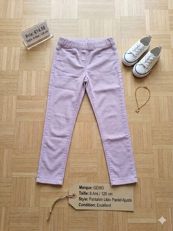 Élégant Pantalon Gémo Lilas Pastel Ajusté – Taille 8 ans