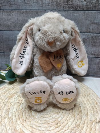 Doudou lapin peluche personnalisé 