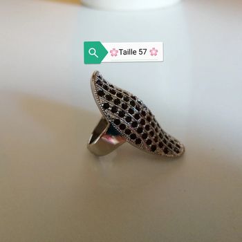 🌸Bague argentée serties améthystes rouges annes70 Taille 57 "Vintage"Neuve 🌸