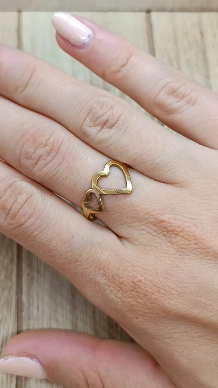 Bague acier inoxydable coeur doré - photo numéro 2