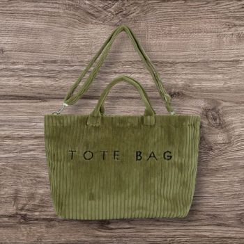 Tote Bag kaki velours côtelé 