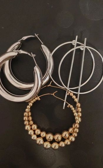 Lot de 3 paires de boucles d'oreille, creoles femme, bijoux pour femme