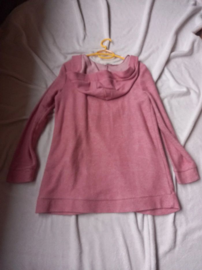 Ģilet à capuche mi-long rose - photo numéro 5